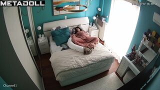 Naughty naked brunette teacher rubs her pussy in panties real spy cam
