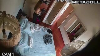 Petite Latina girl quickly changes clothes
