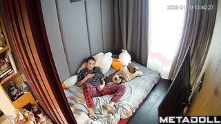 Ukrainian college girl masturbates slowly