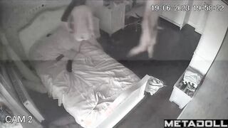 French teen couple fucks in their bed