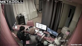 Young Korean couple fucks in an office