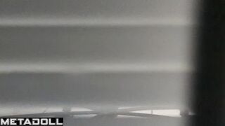 Sexy tattooed lady is watched in her bathroom, look