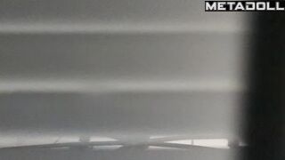 Sexy tattooed lady is watched in her bathroom, look