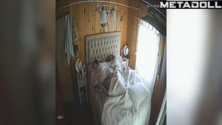Ordinary morning sex under the blanket, spouses routine