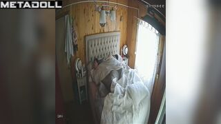 Ordinary morning sex under the blanket, spouses routine