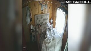 Ordinary morning sex under the blanket, spouses routine