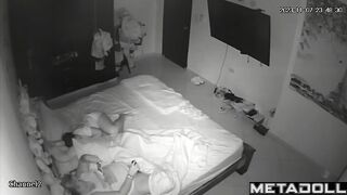 Lazy fat bitch masturbating & watching porn while her relative is sleeping