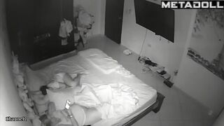 Lazy fat bitch masturbating & watching porn while her relative is sleeping