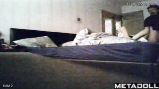 Couple having fun in roadside hotel, cool morning video
