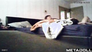 Couple having fun in roadside hotel, cool morning video
