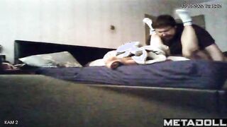 Couple having fun in roadside hotel, cool morning video