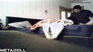 Couple having fun in roadside hotel, cool morning video