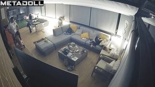 Busty whore in sexy lingerie making blowjob to a client