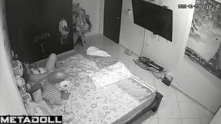 Solo bedroom scene - girl and her cute rubber friend