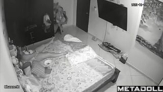 Solo bedroom scene - girl and her cute rubber friend