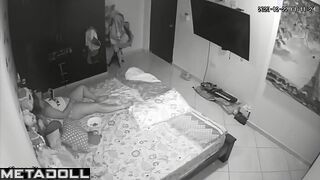 Solo bedroom scene - girl and her cute rubber friend