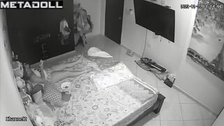 Solo bedroom scene - girl and her cute rubber friend
