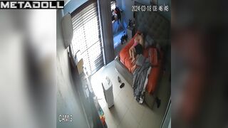 Two people enjoying common time in bed - hidden tape