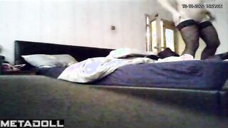 Chubby guy fucking a prostitute in a cheap hotel room