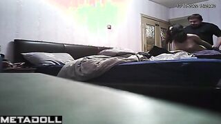 Chubby guy fucking a prostitute in a cheap hotel room