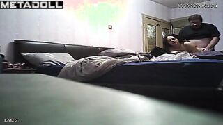 Chubby guy fucking a prostitute in a cheap hotel room