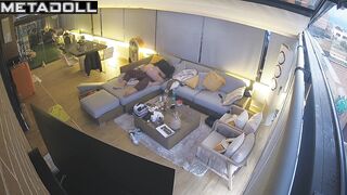 People having real fun on holiday, living room scenes