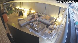 People having real fun on holiday, living room scenes