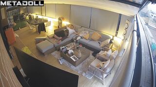 People having real fun on holiday, living room scenes