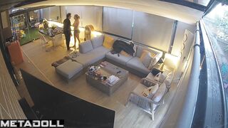 Night full of pleasure in the huge living room, watch