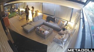 Night full of pleasure in the huge living room, watch
