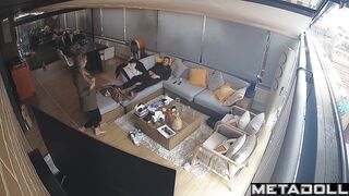 Man enjoying her awesome blowjob skill, oral sex in the living room