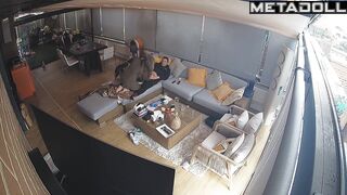 Man enjoying her awesome blowjob skill, oral sex in the living room