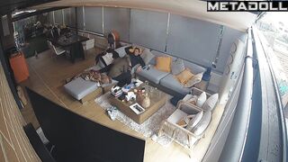 Man enjoying her awesome blowjob skill, oral sex in the living room