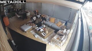 Man enjoying her awesome blowjob skill, oral sex in the living room
