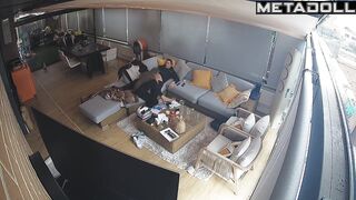 Man enjoying her awesome blowjob skill, oral sex in the living room