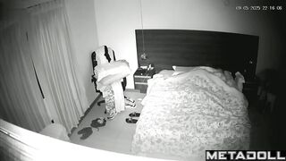 Couple smoking and drinking right in the hotel bed