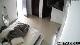 Brunette with big ass watching tv and playing with her body