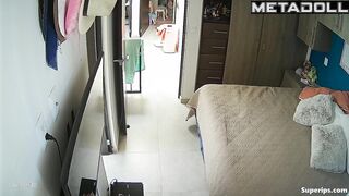 People having fun sitting on the bed - hidden camera