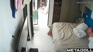 People having fun sitting on the bed - hidden camera