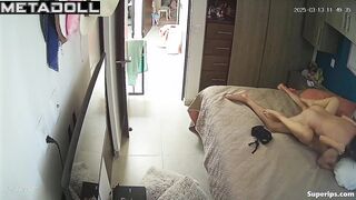 People having fun sitting on the bed - hidden camera