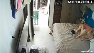People having fun sitting on the bed - hidden camera
