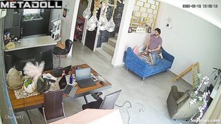 Young couple fucking on their small sofa and getting real pleasure