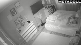 They put on their pajamas after sex, bedroom scene