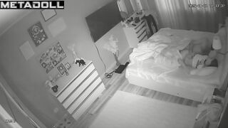 They put on their pajamas after sex, bedroom scene