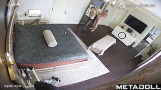 Slutty blonde on high heels arrived at the client's call