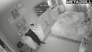 Young couple having hot time under the blanket, look