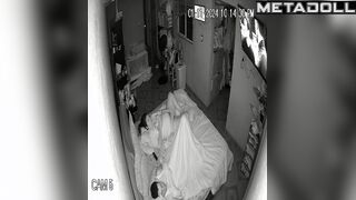 Chubby woman masturbating in bed near her sleepy boy