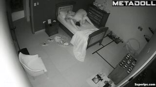Bed games of a bearded guy with his girlfriend in his son's room