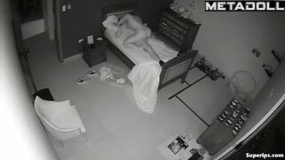 Bed games of a bearded guy with his girlfriend in his son's room