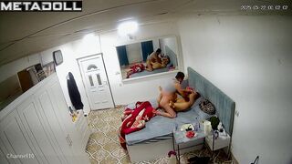 Man fucking his wife and watching it in the mirror